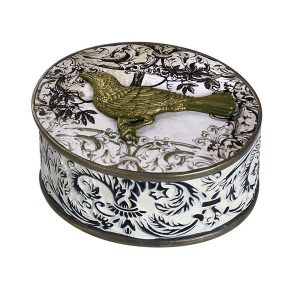 קופסת תכשיטים קרמית מעוטרת ציפור