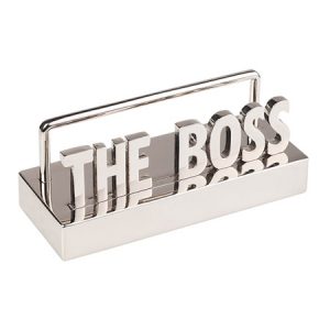 "THE BOSS" מעמד כרטיסי ביקור מתכת מבריק