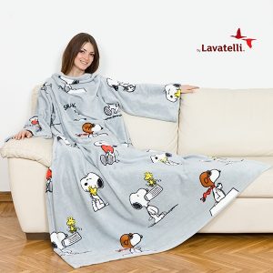 שמיכת קנגורו פינוקית בעיצוב Lavatelli italy כלבלבי Snoopy סנופי אפורה