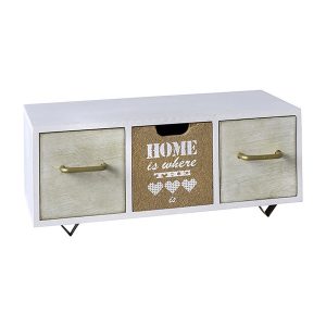 קופסת עץ HOME שלוש מגרות