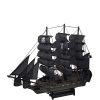 אוניית פיראטים מפרש שחור עבודת יד מעץ בצבע שחור 40x35 ס"מ