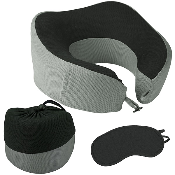 "MEMORY FOAM" כרית נסיעות לצוואר מרופדת עם כיסוי לעיניים 1 "MEMORY FOAM" כרית נסיעות לצוואר מרופדת עם כיסוי לעיניים