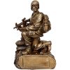 מגן הוקרה / פסל חייל לוחם "מצב כריעה" על בסיס מוזהב