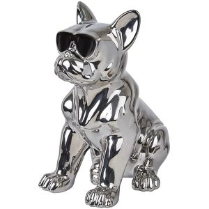 מעמד שולחני - כלב כסוף עם משקפי שמש