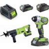 מברגת אימפקט 24V GREENWORKS+משור חרב24V+שתי סוללת2.0AH+מטען