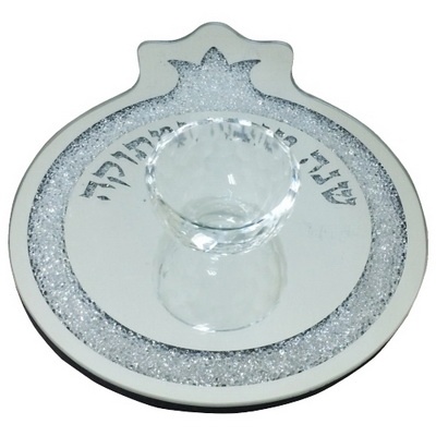 כלי לדבש זכוכית בצורת רימון "אבנים" 23x19 ס"מ