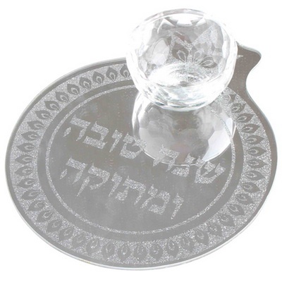 כלי לדבש זכוכית עם אבנים צורת רימון 23*19 ס"מ